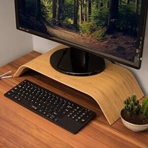 Neutral Boho Wood Monitor Stand Riser - Computer Desk